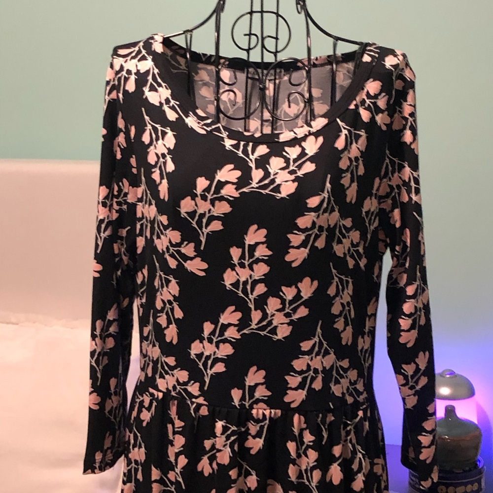 Black dress with pink flowers NWT